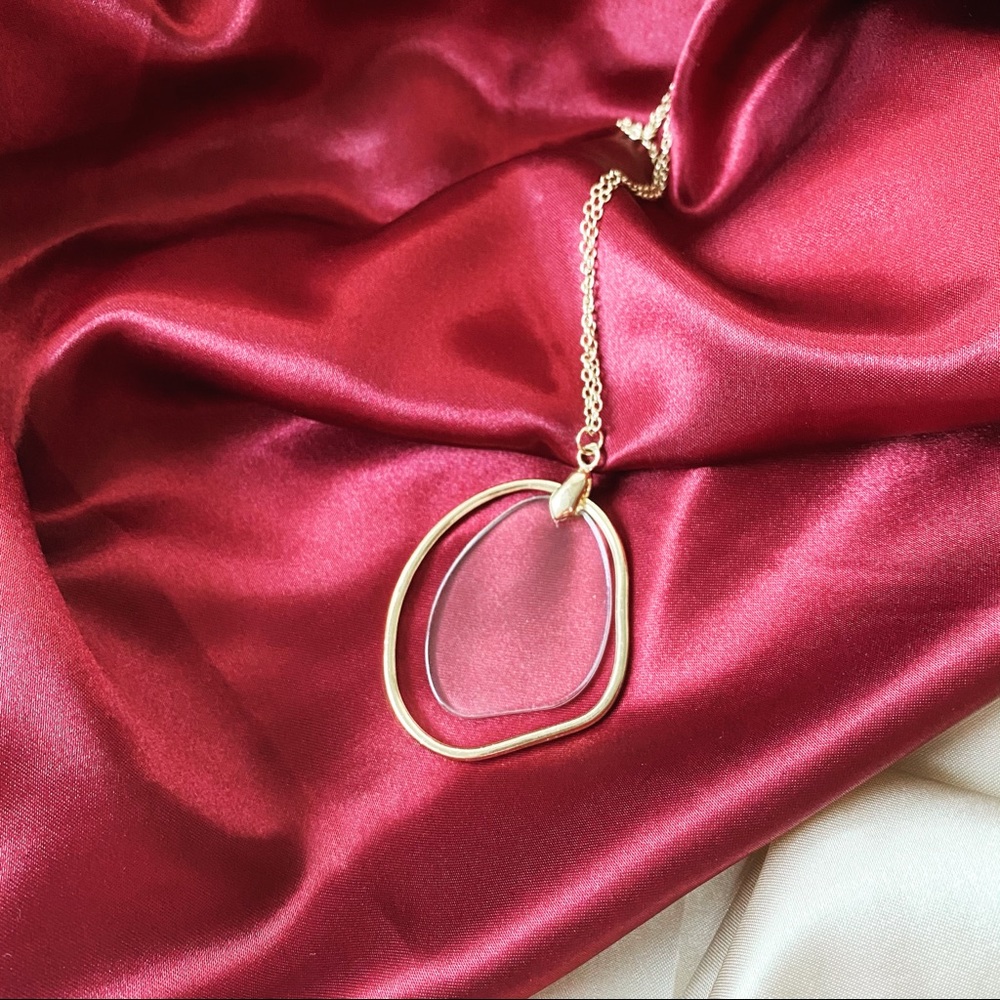 Clear Acrylic Circle Long Necklace - Picture 3 of 9